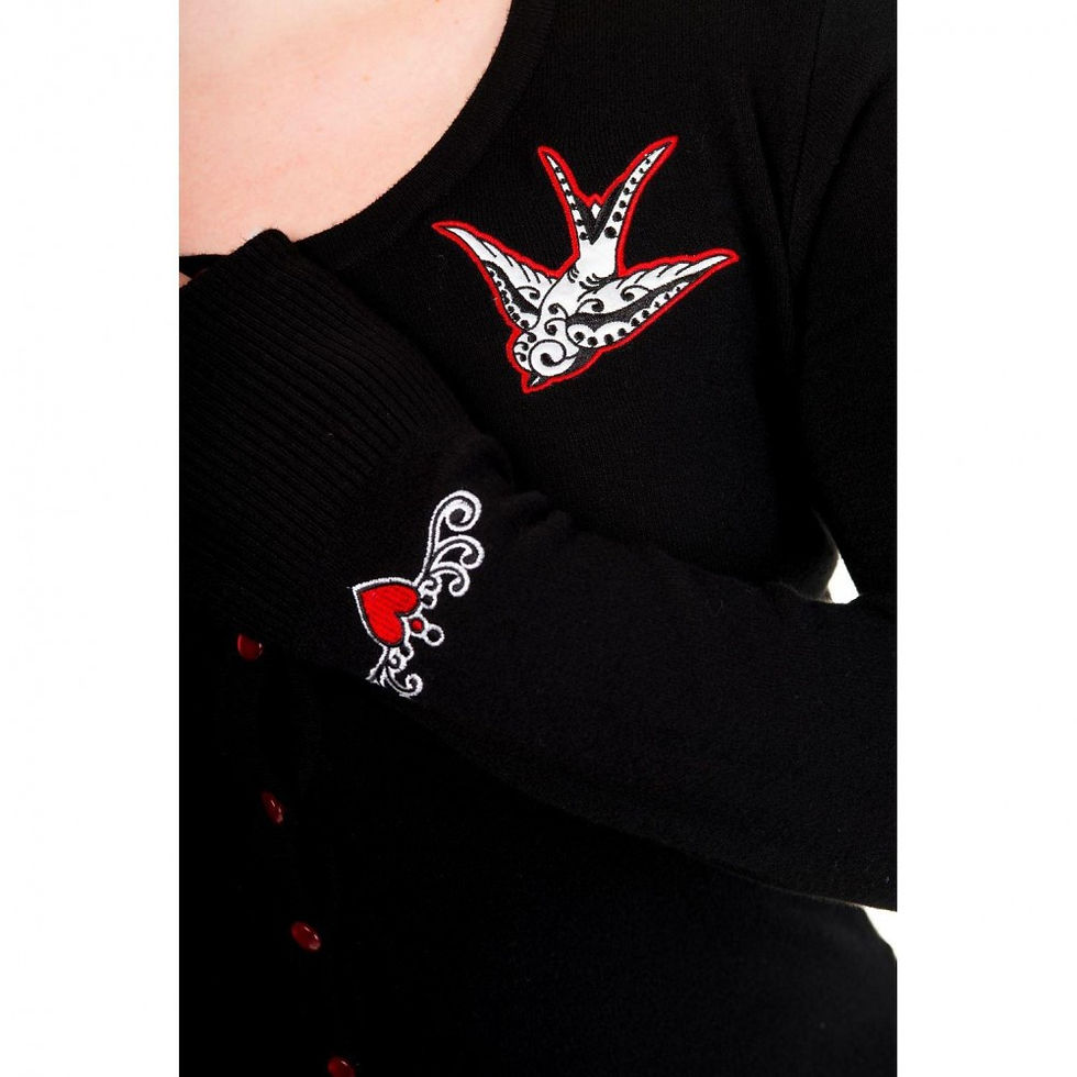 Thumbnail: Banned Retro Red Tattoo Swallow Rockabilly Cardigan