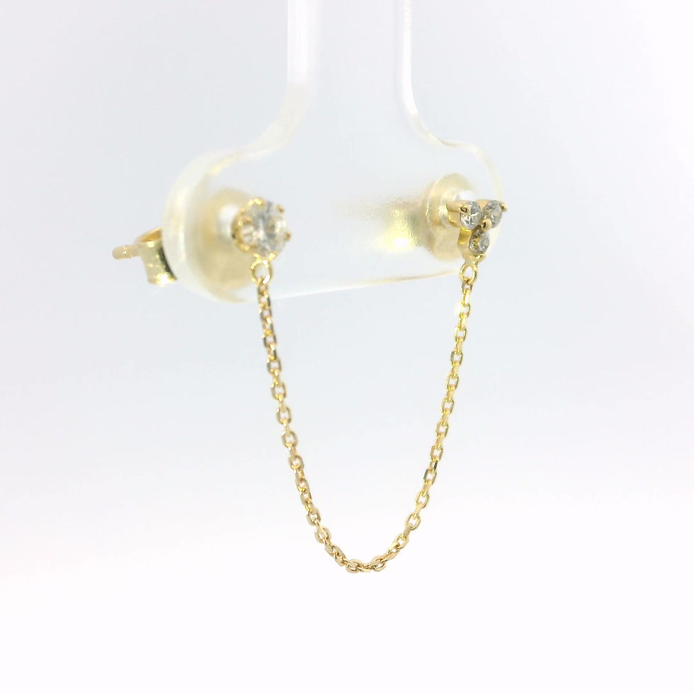 Thumbnail: Diamonds Double Earring With Chain