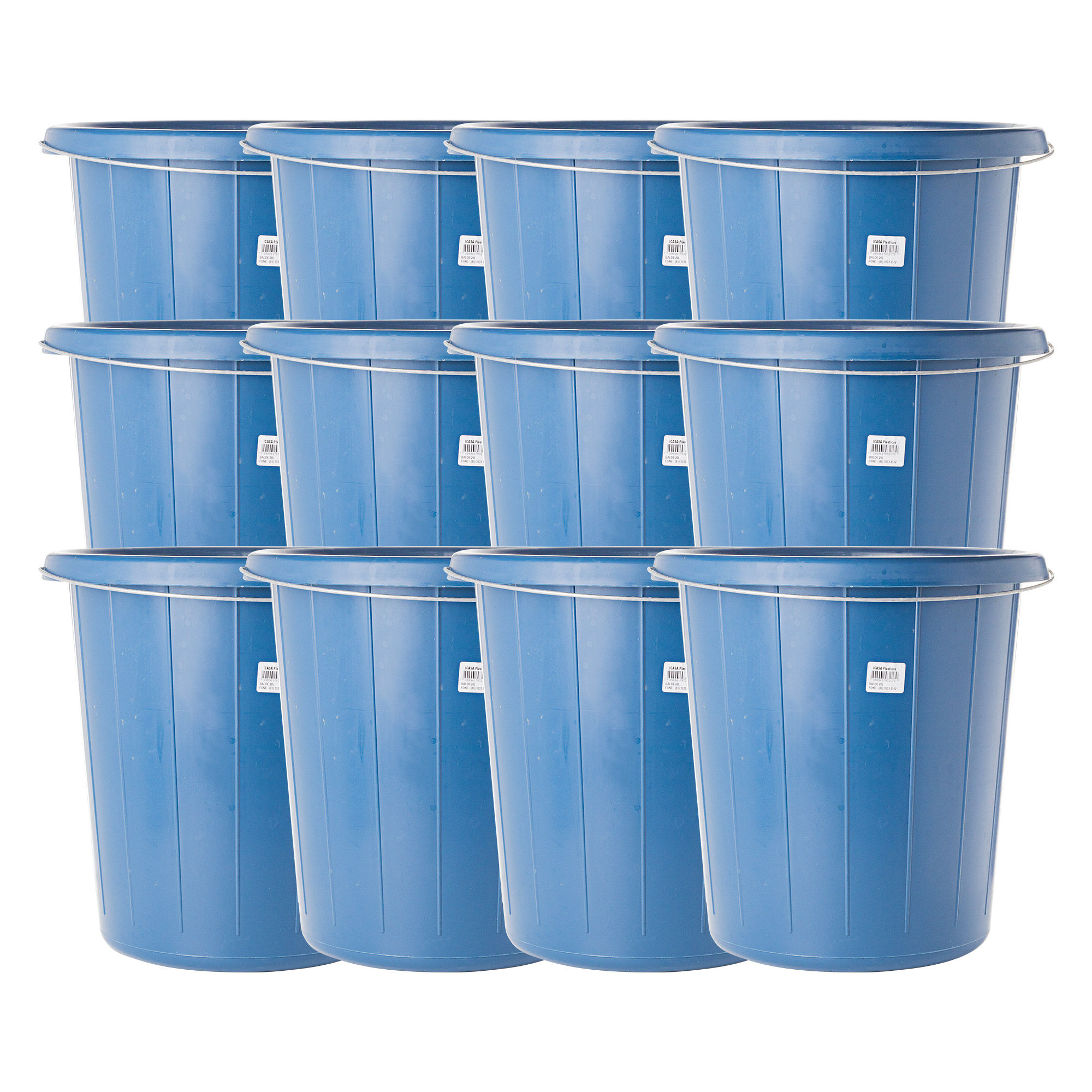 CAIXA DE BALDE PLÁSTICO 20L 35x36x35cm COM ALÇA 12 PEÇAS ICASA