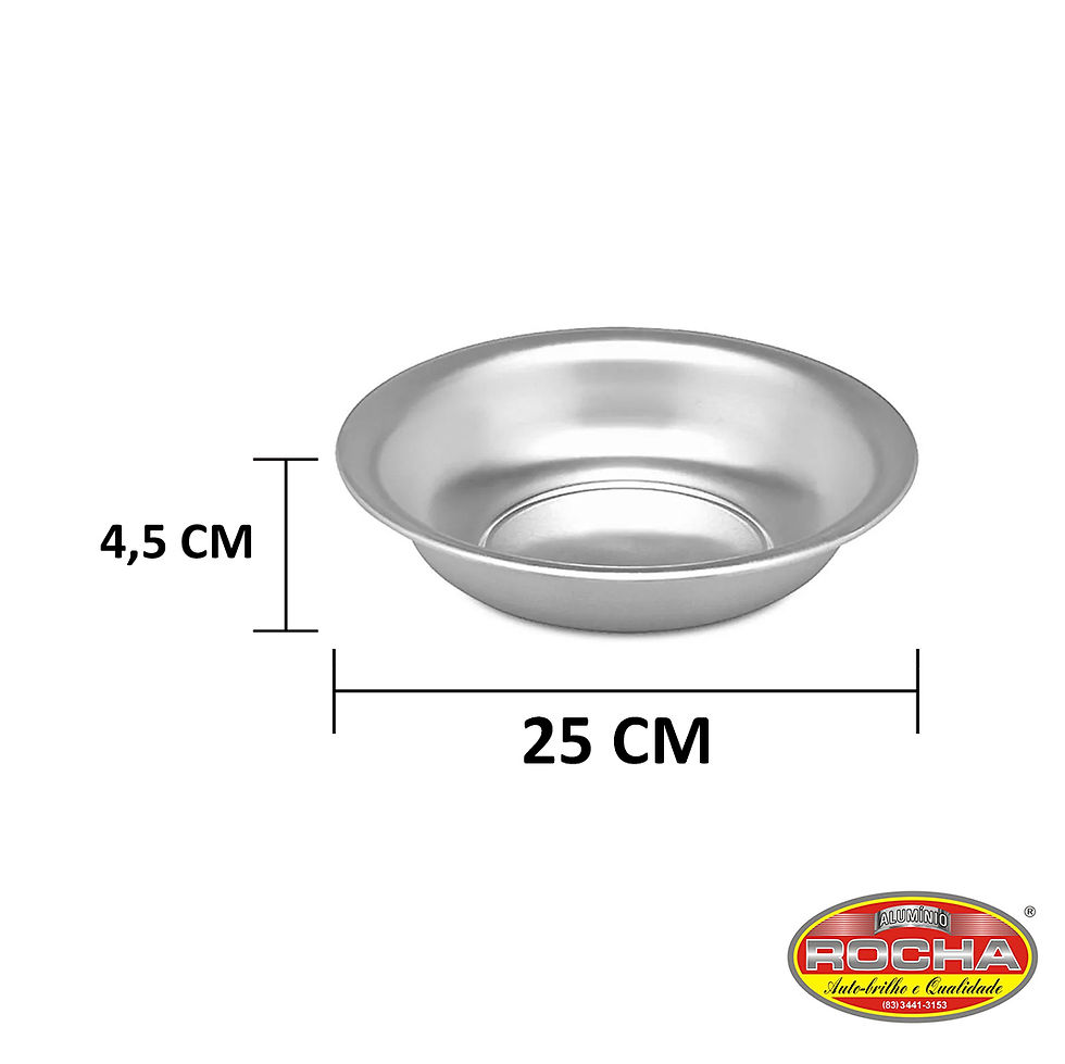 BACIA DE ALUMÍNIO Nº25 25x25x4,5cm ALUMÍNIO ROCHA