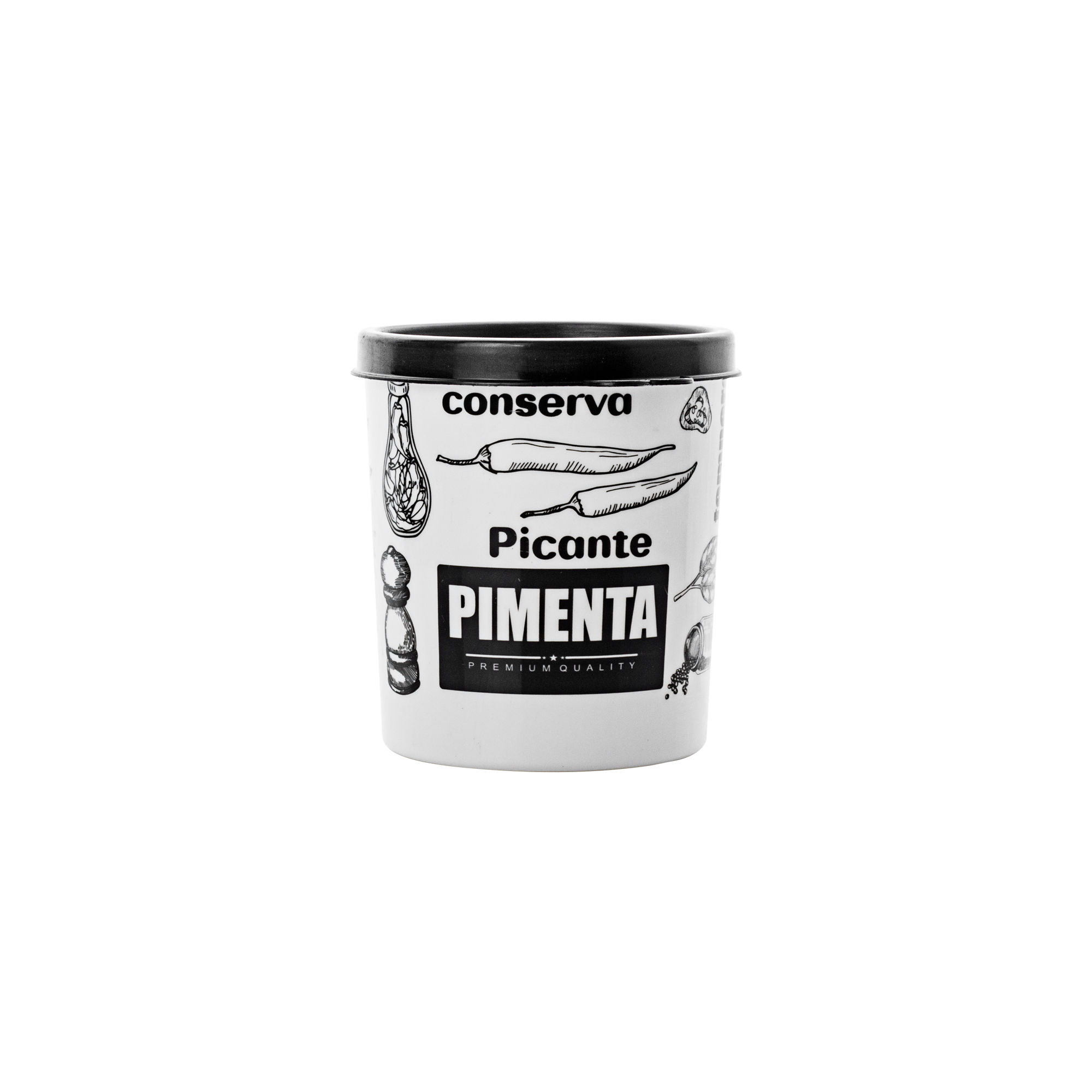 POTE MULTIUSO CONDIMENTO BLACK 200ML PREMIUM DECORADO PIMENTA BPA FREE PEDREIRA