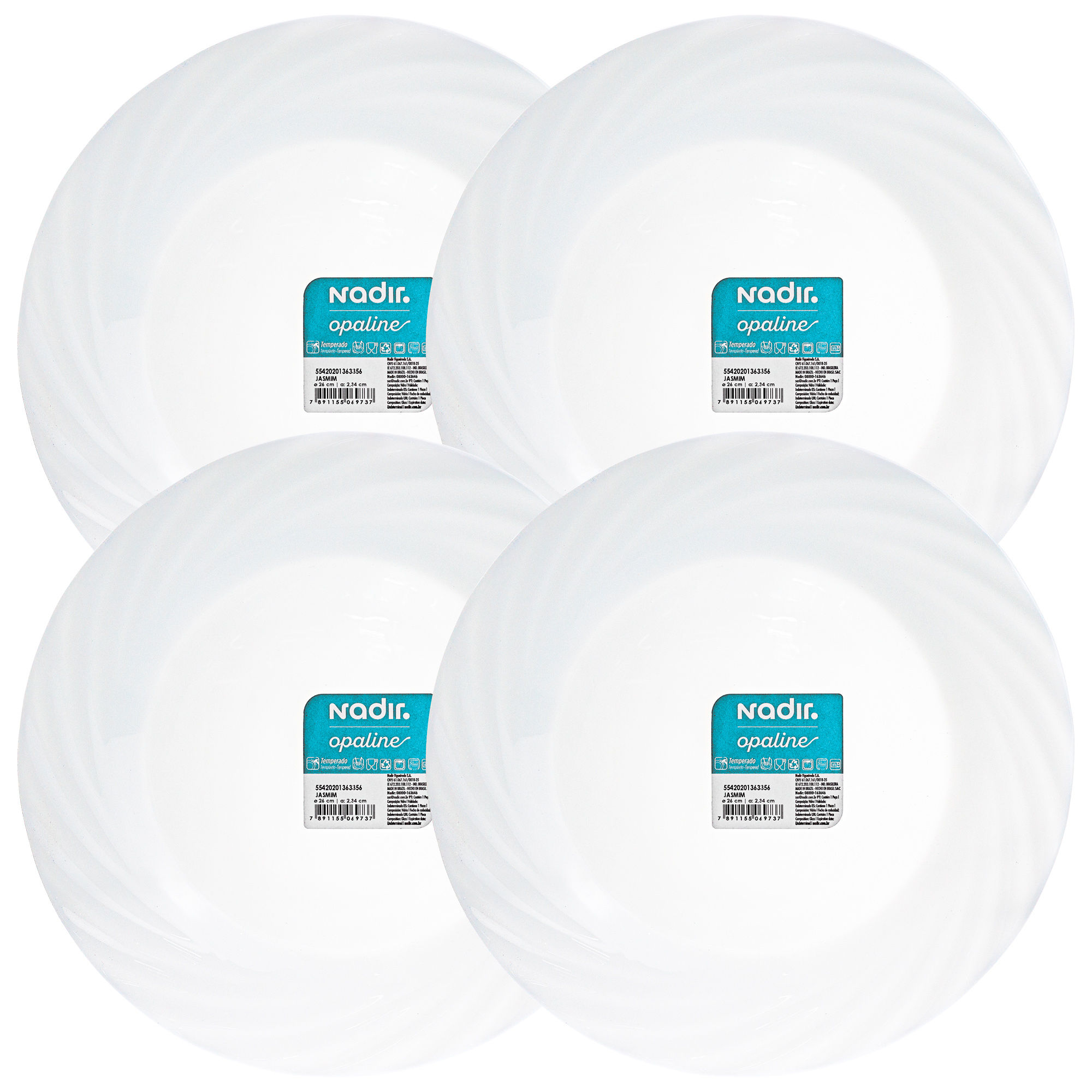 CAIXA DE PRATO OPALINE JASMIM RASO 26cm 4 PEÇAS DURALEX