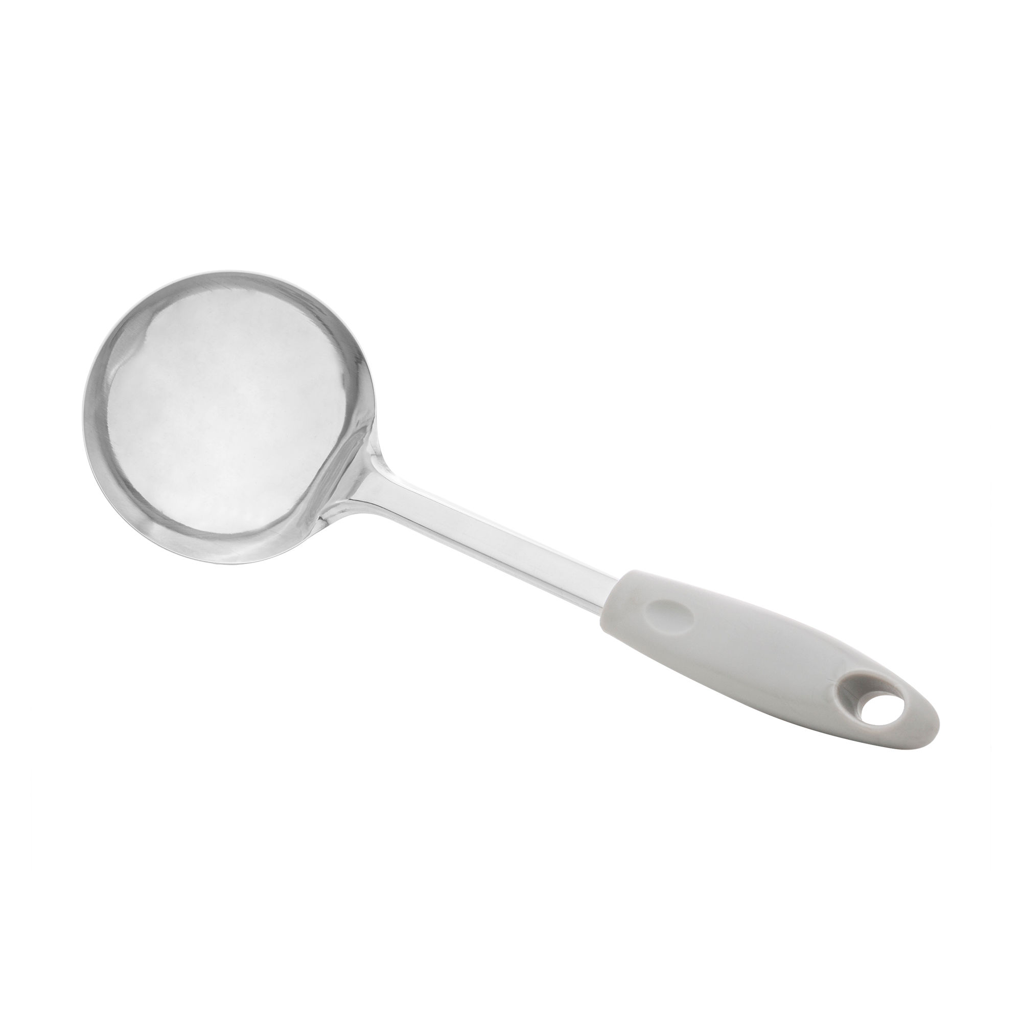 CONCHA DE ACO INOX C/CABO PLASTICO CINZA 27cm LYOR