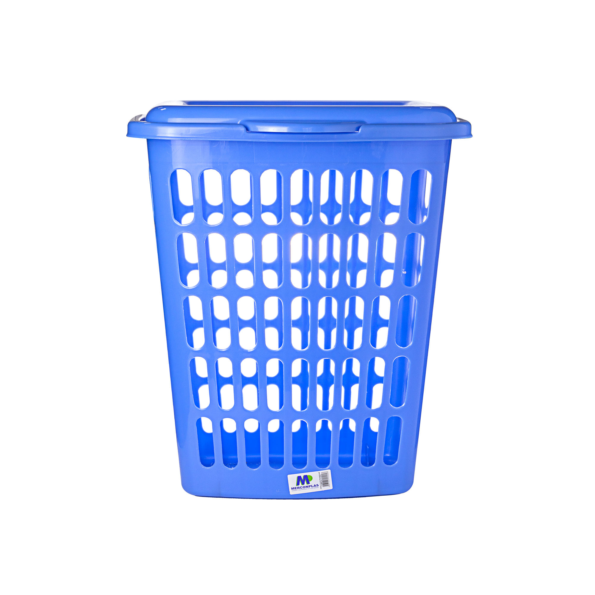 CESTO DE ROUPA RETANGULAR C/TAMPA 60 L AZUL MERCONPLAS