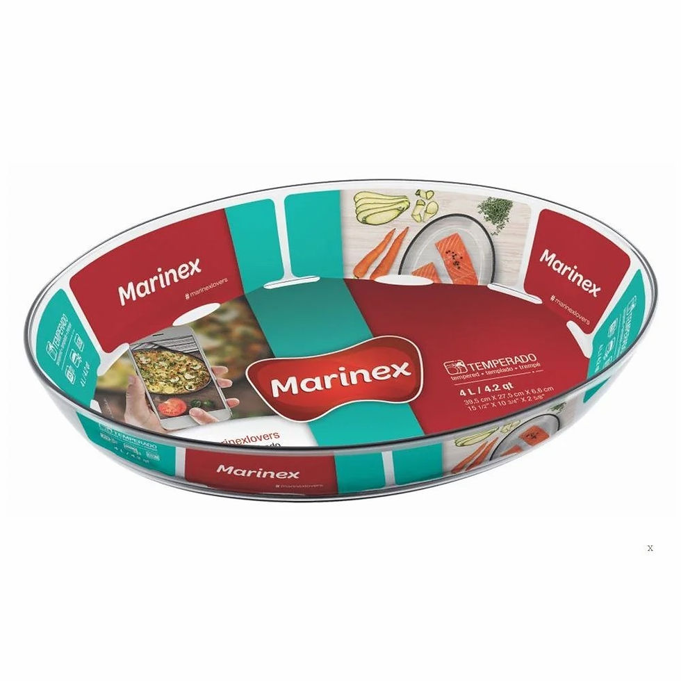 ASSADEIRA LASANHEIRA OVAL VIDRO TEMPERADO 4L MARINEX