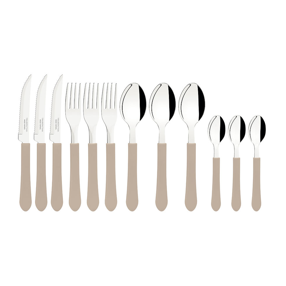 Miniatura: FAQUEIRO INOX 12PC LEME CINZA AÇO INOX E CABOS DE POLIPROPILENO TRAMONTINA