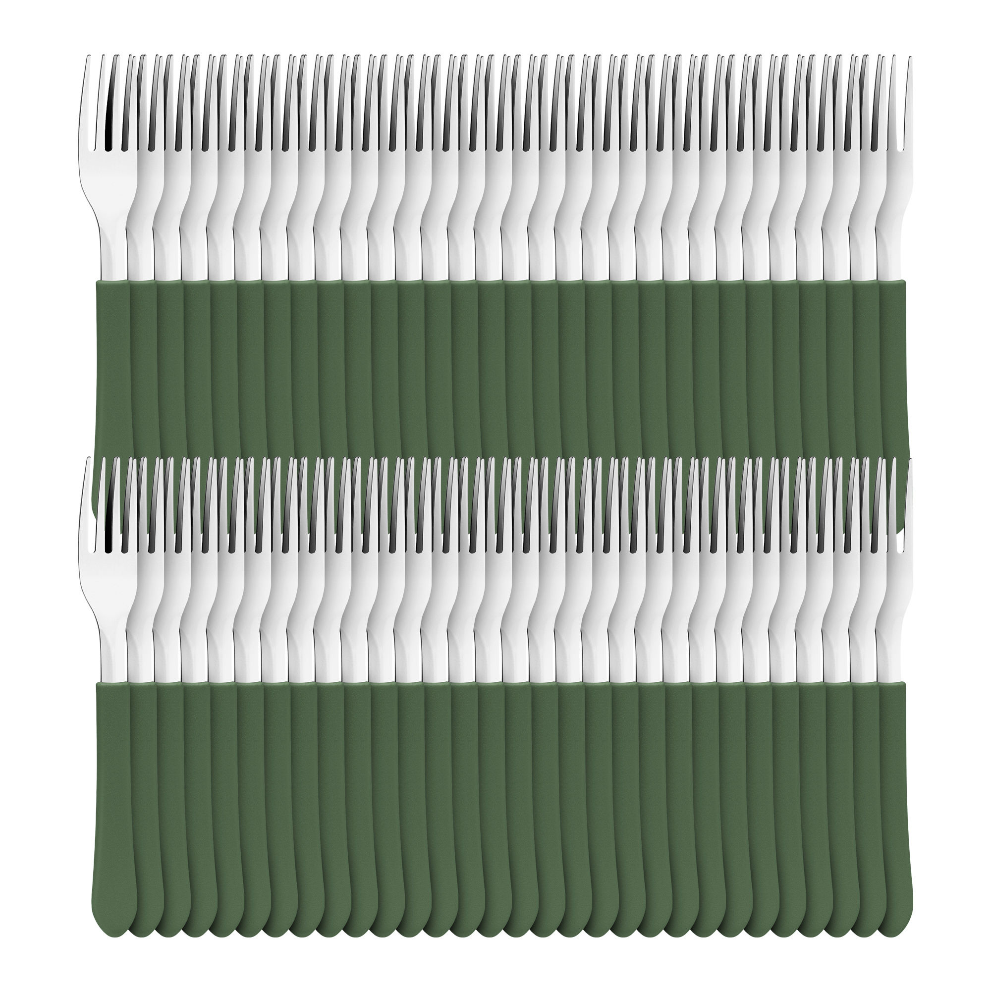 CAIXA DE GARFO DE MESA AÇO INOX LEME VERDE MILITAR 60 PEÇAS TRAMONTINA