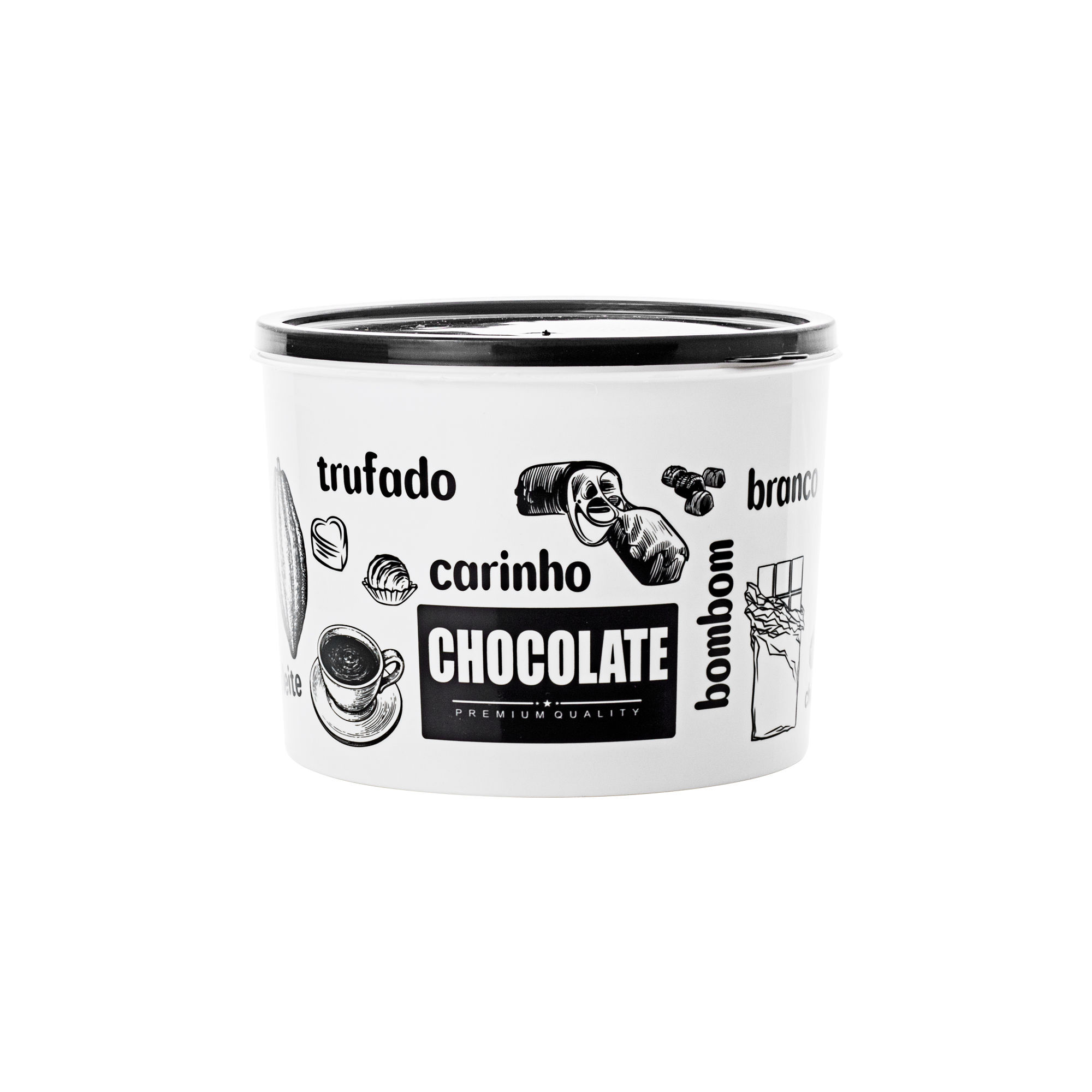 POTE MULTIUSO MANTIMENTO BLACK 1L PREMIUM DECORADO CHOCOLATE BPA FREE PEDREIRA
