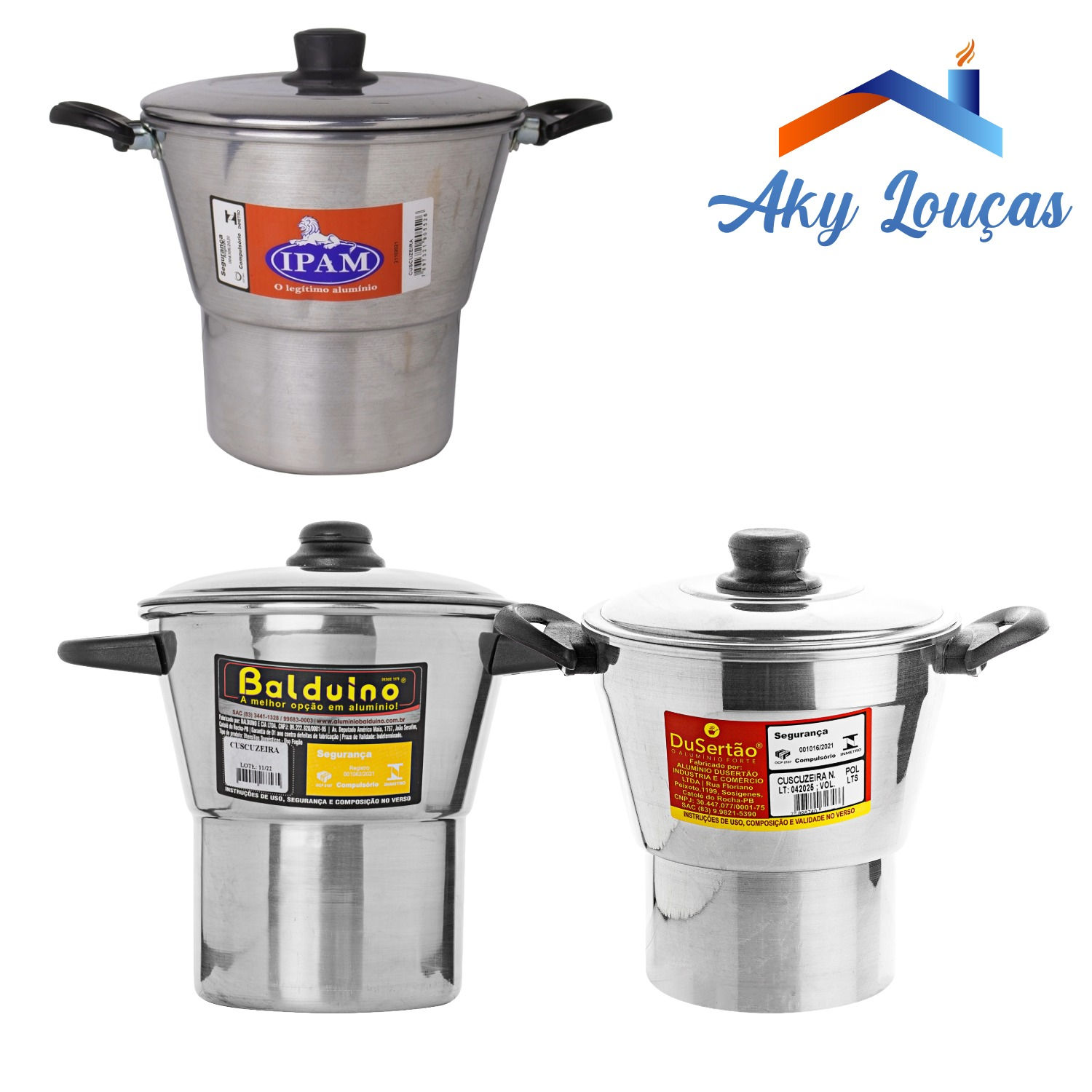 Cuscuzeira Alumínio Polida Média Nº16 (350g Fubá) Inmetro NFe