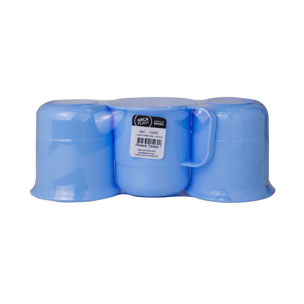 KIT CANECA BABY AZUL C/03 PCS ARCA PLAST