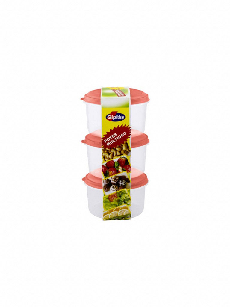 CONJUNTO DE POTE REDONDO ALTO 3PC 400ML CM-304 GIPLÁS