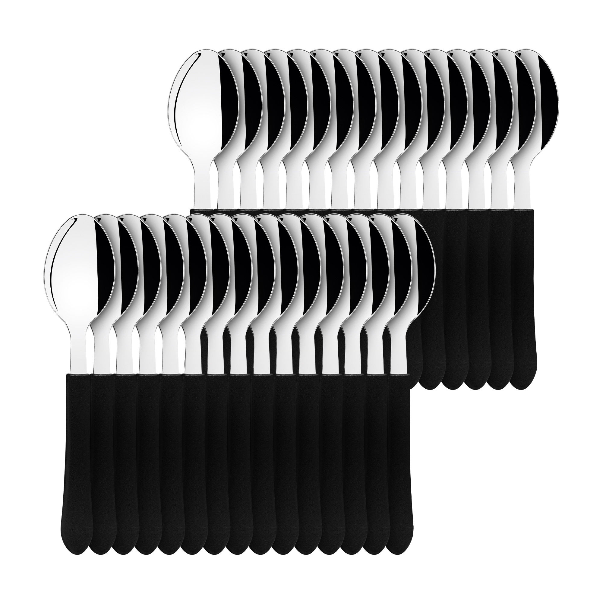 CAIXA DE COLHER DE MESA AÇO INOX LEME PRETA 30 PEÇAS TRAMONTINA