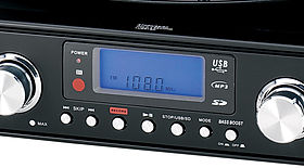 Jensen® JTA-460 Digital 3-Speed Stereo Turntable, MP3 Encoding & AM/FM Receiver - detail