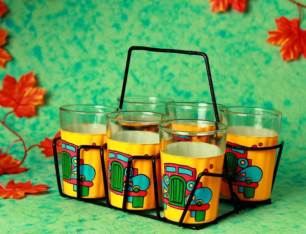 Thumbnail: Handpainted Tea Set - Tapri Glasses Classic Car