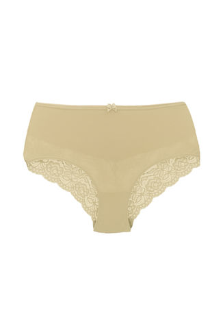 Pamuklu, arka yarım dantel, yüksek bel, büyük beden kadın külot