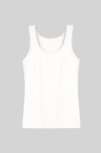 BD6530 Ekru Pamuklu, kalın askılı, esnek, kadın atlet