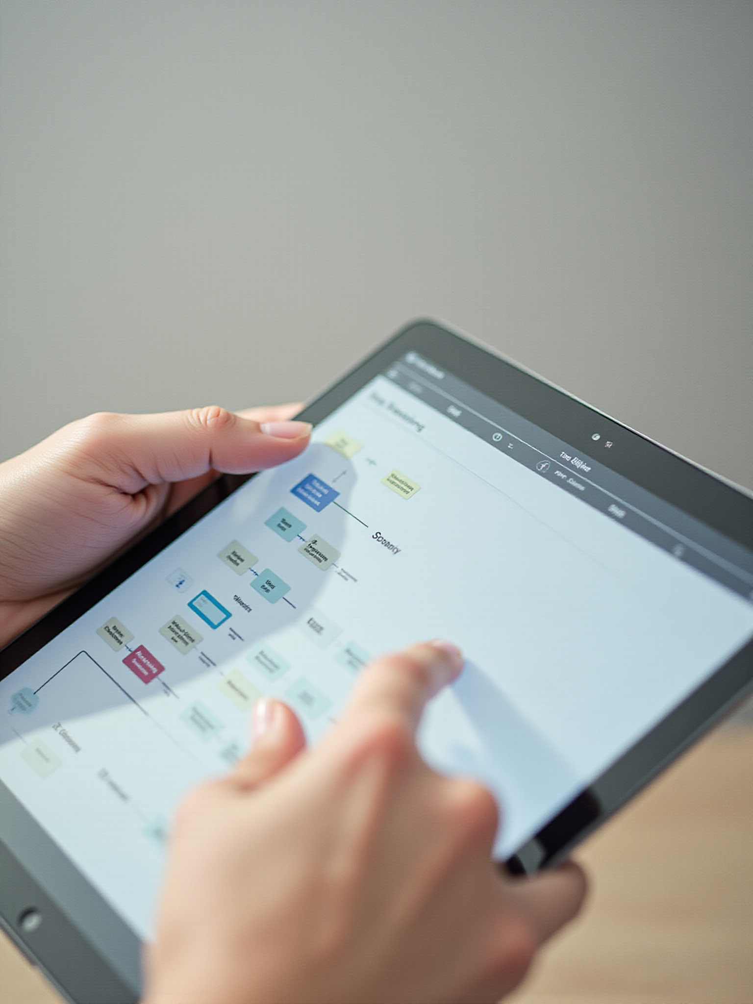 A hand holding an ipad