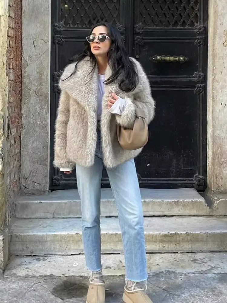Thumbnail: MUJER Faux Fur Coat Plush Fluffy Women's Jacket 2025 Woman Autumn Winter New in 