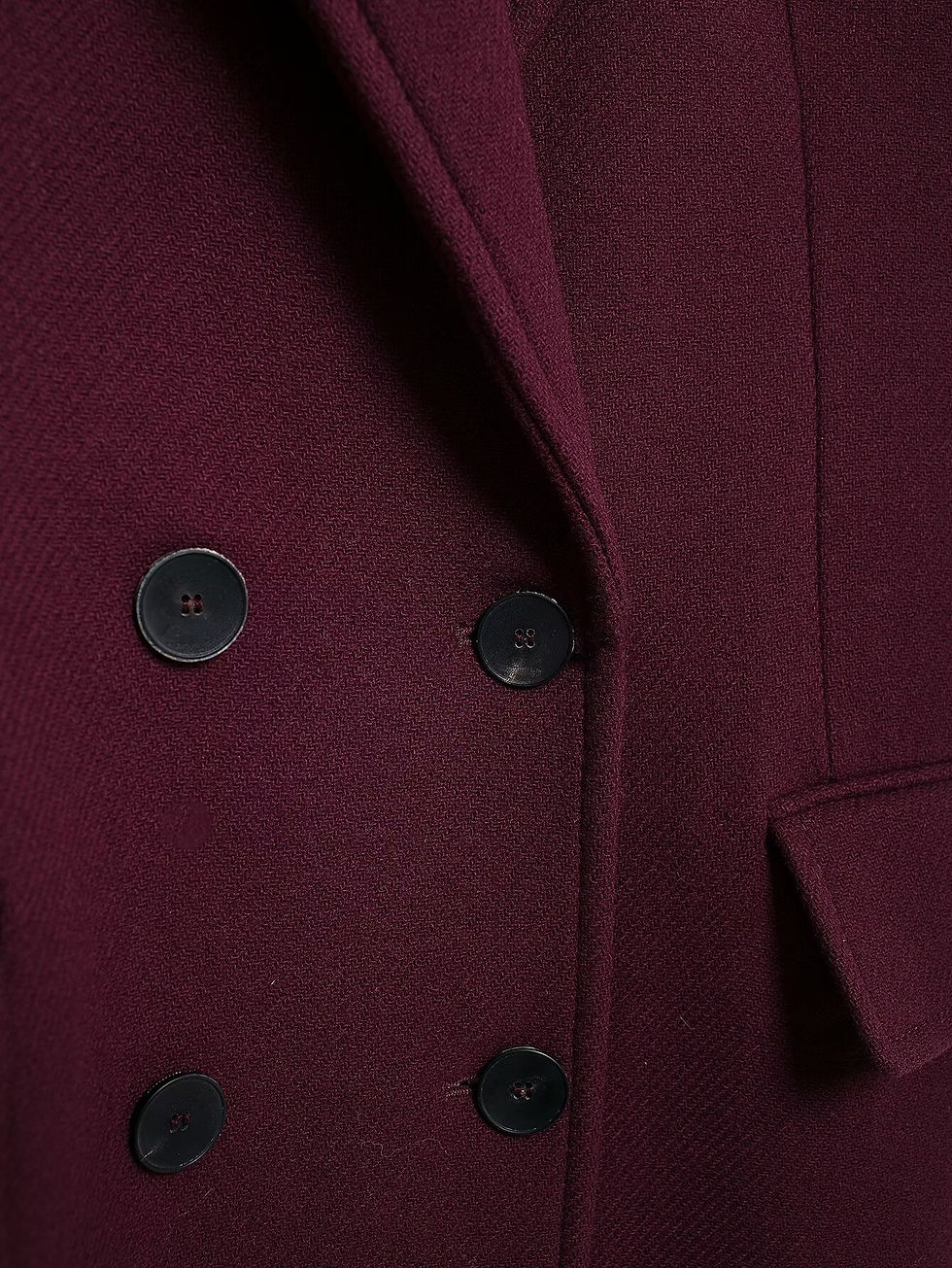 Thumbnail: HH Women Fashion Burgundy Coat Double Breasted Long Sleeve Lapel Blends Jacket A