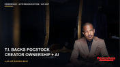 T.I. seated in a tan suit in a dark room with a large mirror behind him.