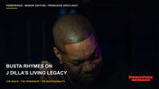 A close portrait of Busta Rhymes with his head bowed against a dark background.