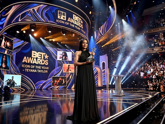 Teyana Taylor accepting multiple awards during the 2026 BET Awards.