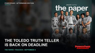 The ensemble cast of The Paper wears newspaper-print outfits on the Peacock Season 2 key art.