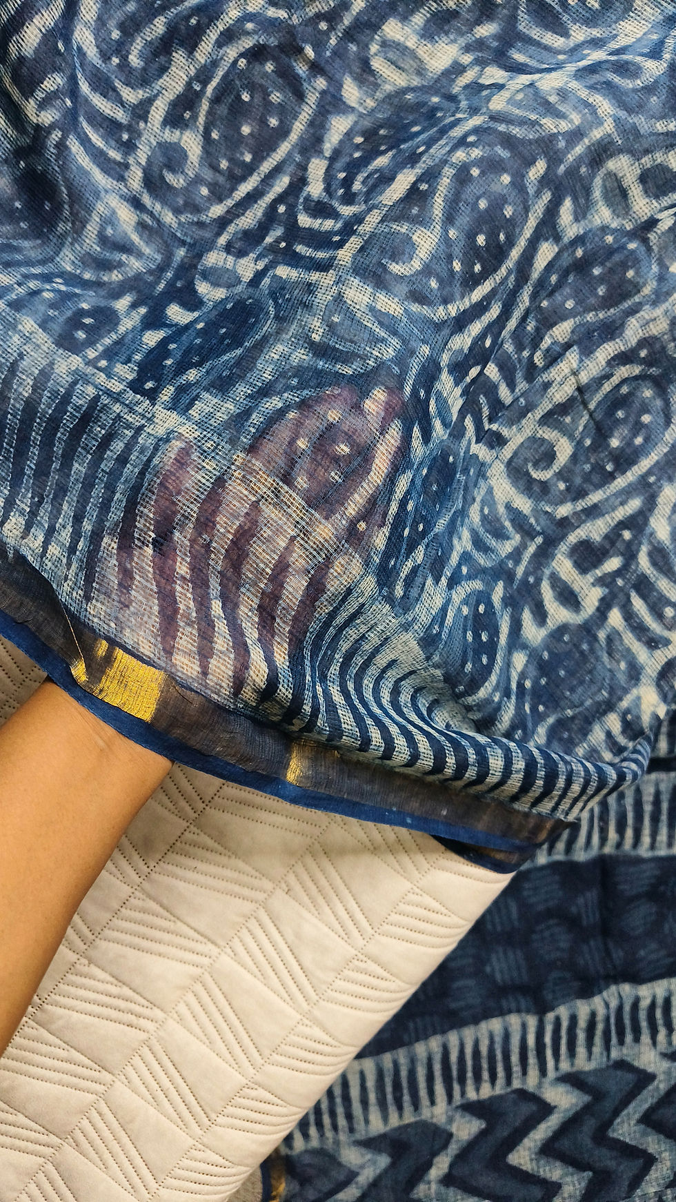 Thumbnail: Traditional Dabu hand block print on Kota Doria saree