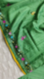 Close-up of French Knot and Bullion Knot hand embroidered border