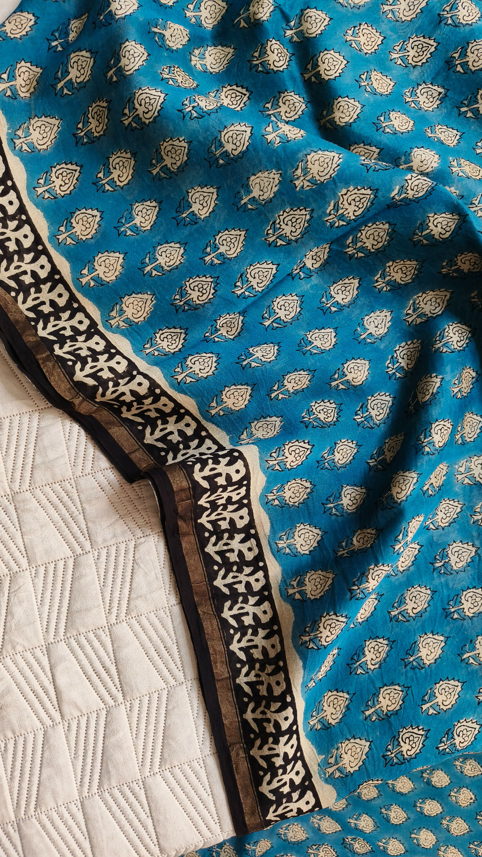 Handblock printed Chanderi cotton silk saree for summer office wear, lightweight and breathable