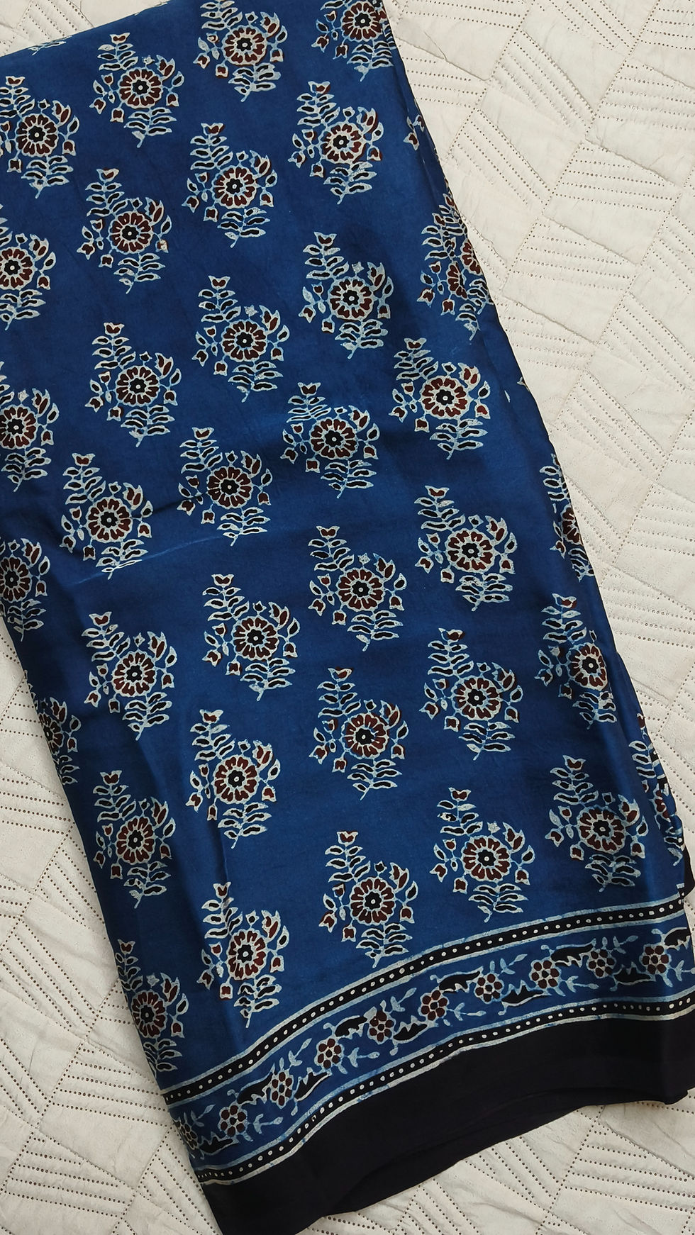 Indigo Ajrakh Modal Silk Saree