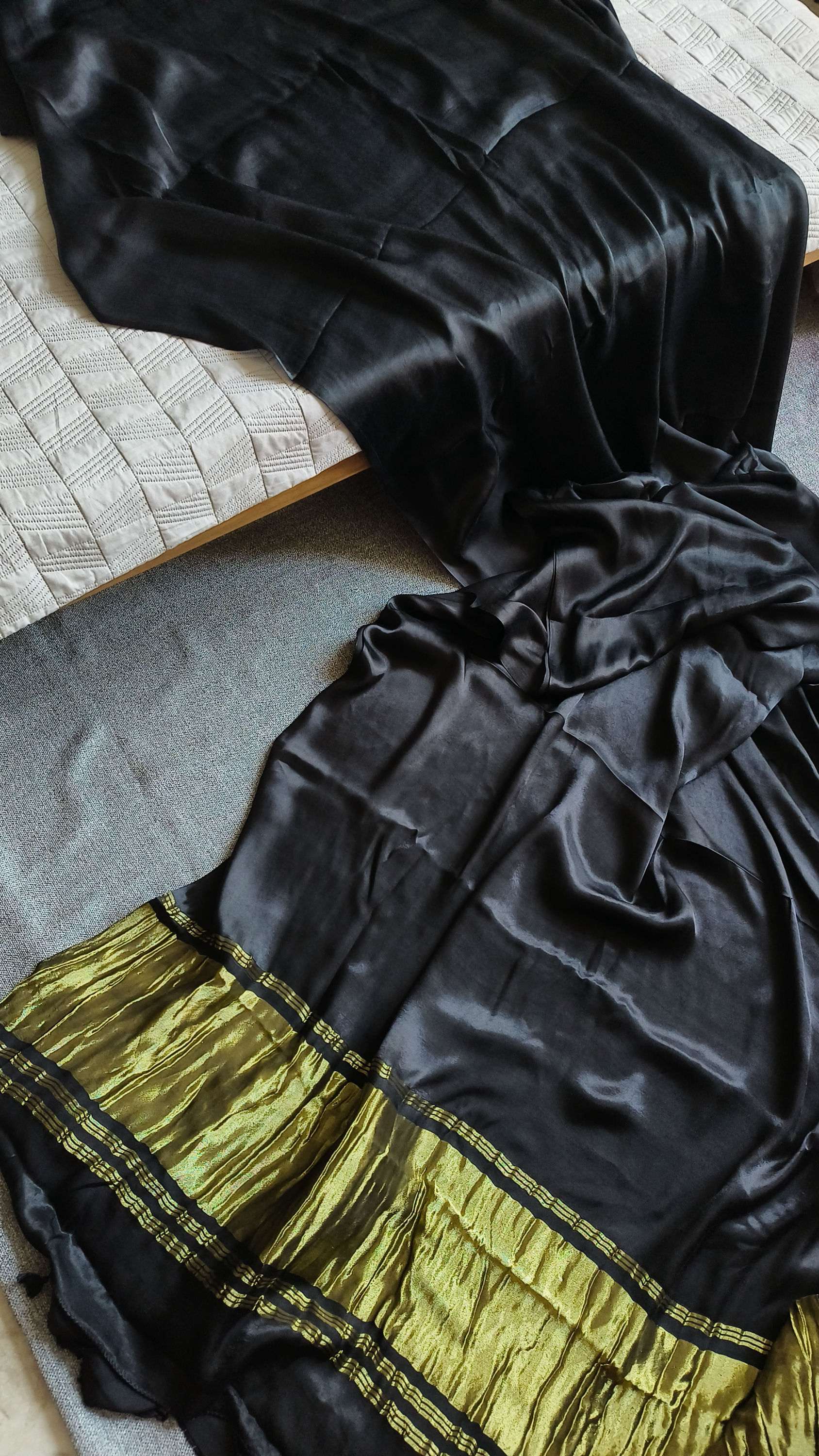 Plain Gajji Modal Silk Saree MagicBlack