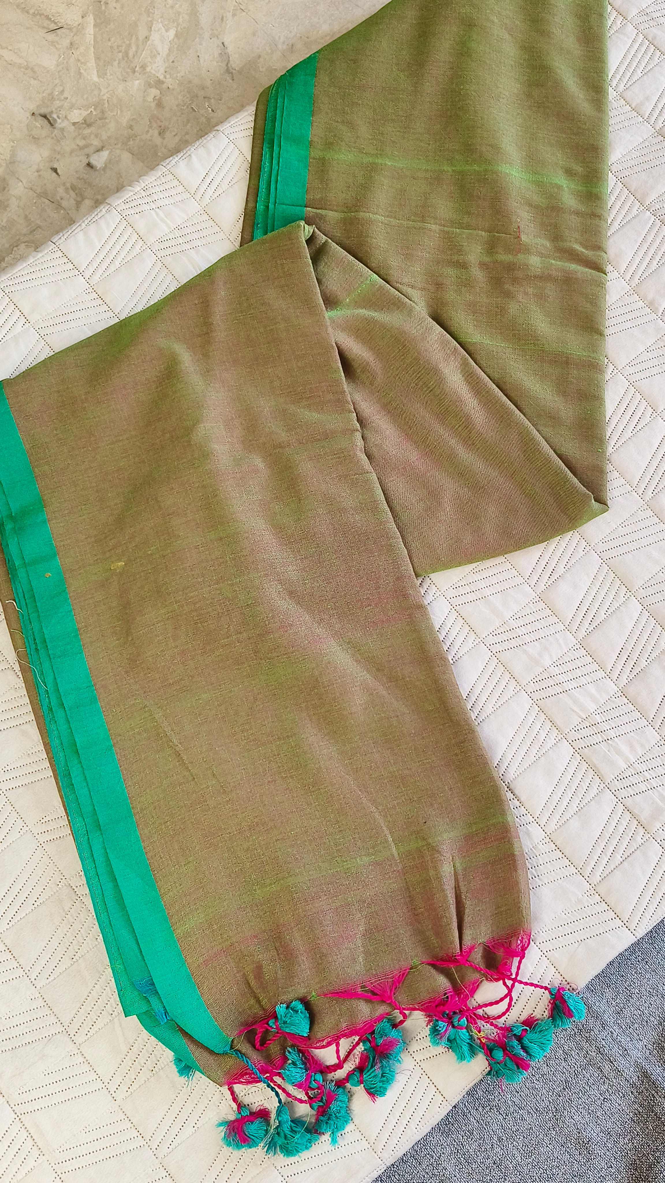 Handloom Saree DualGreen