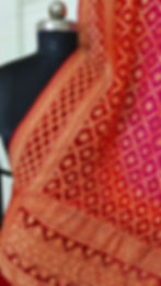 Pure Georgette Bridal Banarasi Bandhani Dupatta – Hand Tie-Dye with Zari