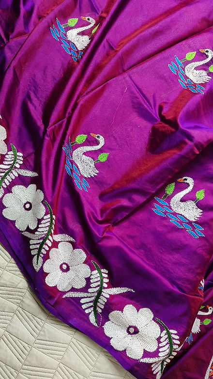 Kantha Silk Saree with Swan and Lotus Motif.jpg