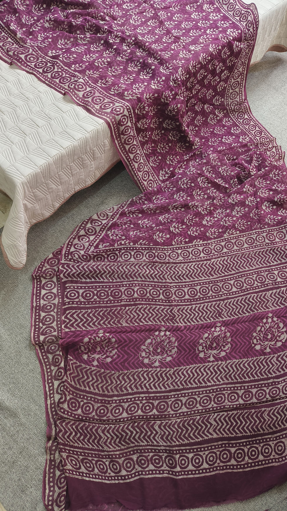 lightweight and breathable handblock printed chiffon saree