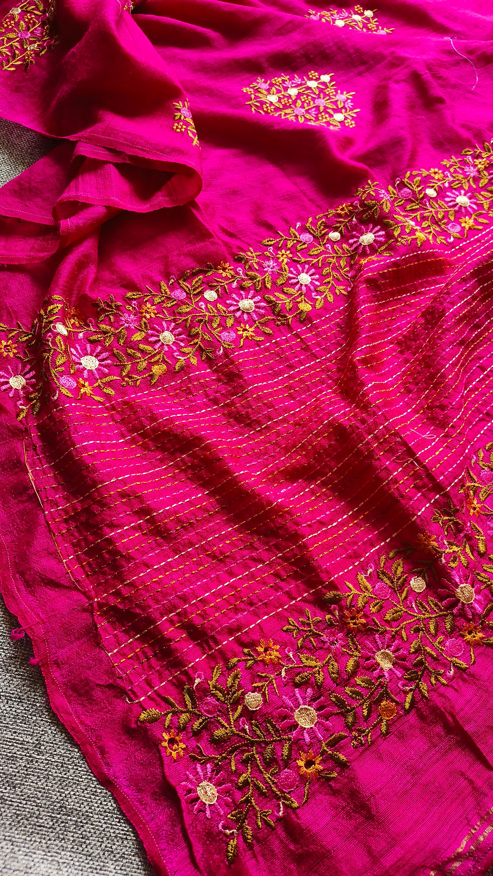 Thumbnail: Matka Silk Embroidery Saree RaniPinkRoyal