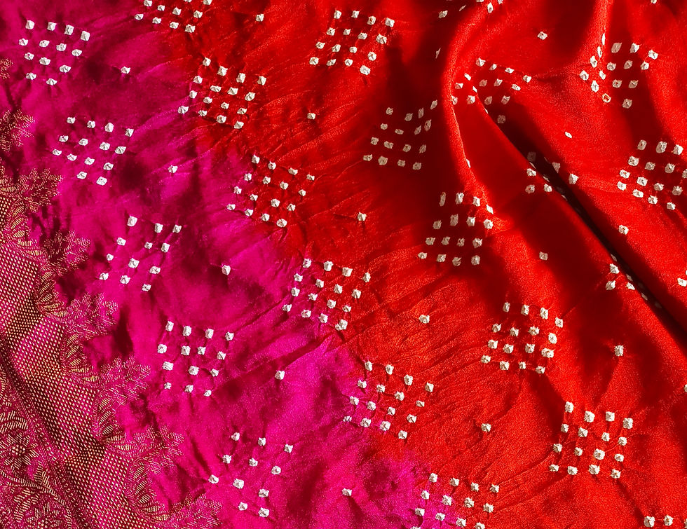 bandhani saree. tiedye. handmade bandhej saree.