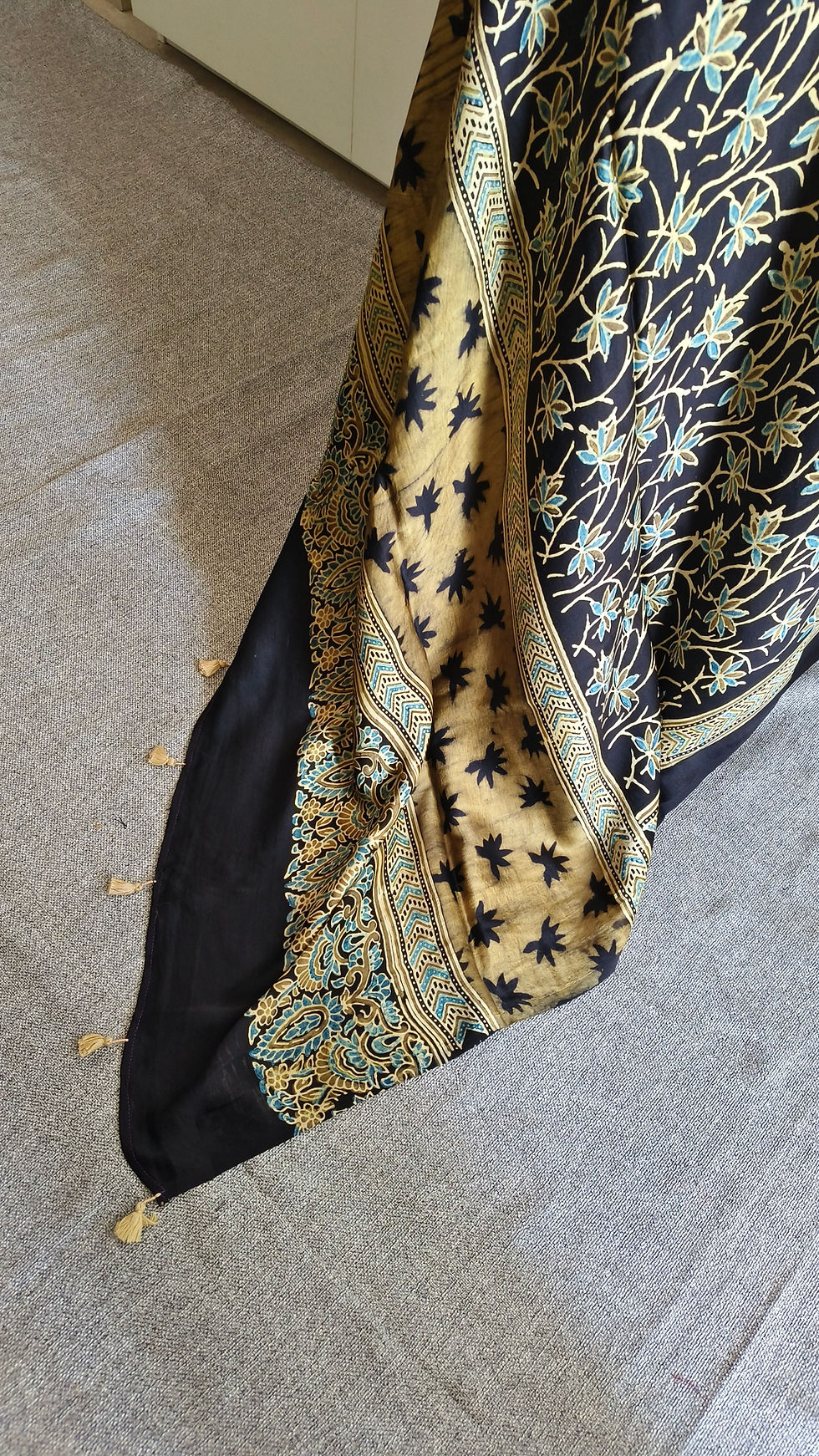 Thumbnail: Ajrakh Modal Silk 3 Piece Suit Set Fabric FlowerPath