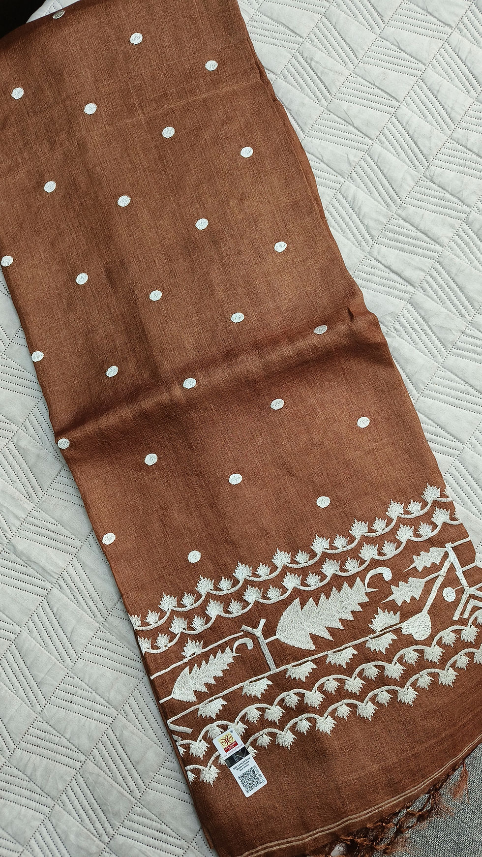 Thumbnail: Lightweight pure tussar silk saree with embroidery