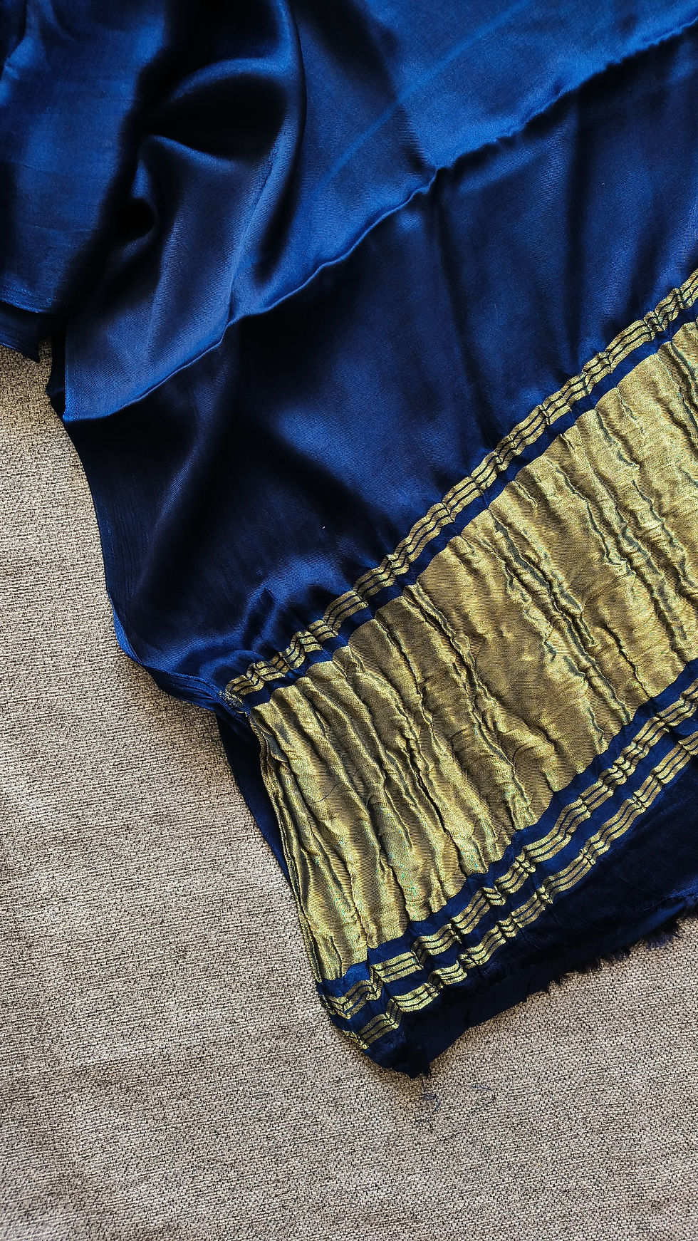 Thumbnail: Plain Gajji Modal Silk Saree NightBlue