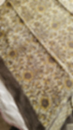 Close-up of Vanaspati handblock garden motifs on lightweight modal silk saree