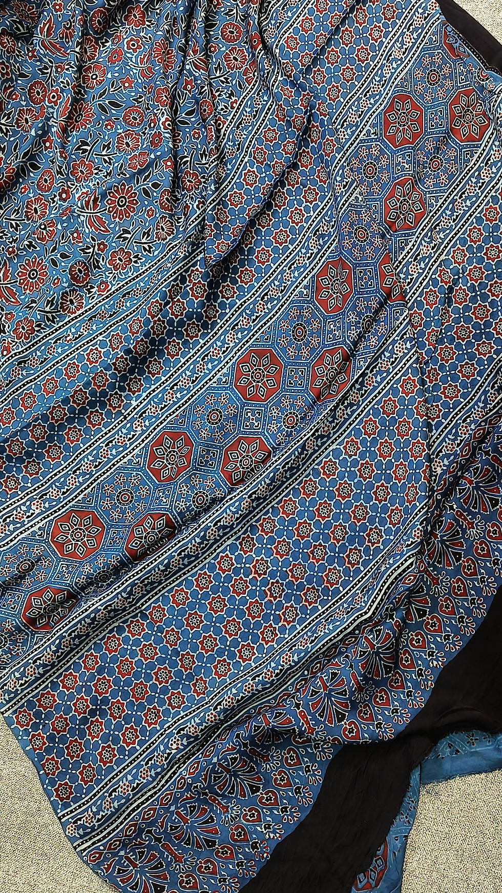 Thumbnail: Ajrakh Indigo Modal Silk Saree