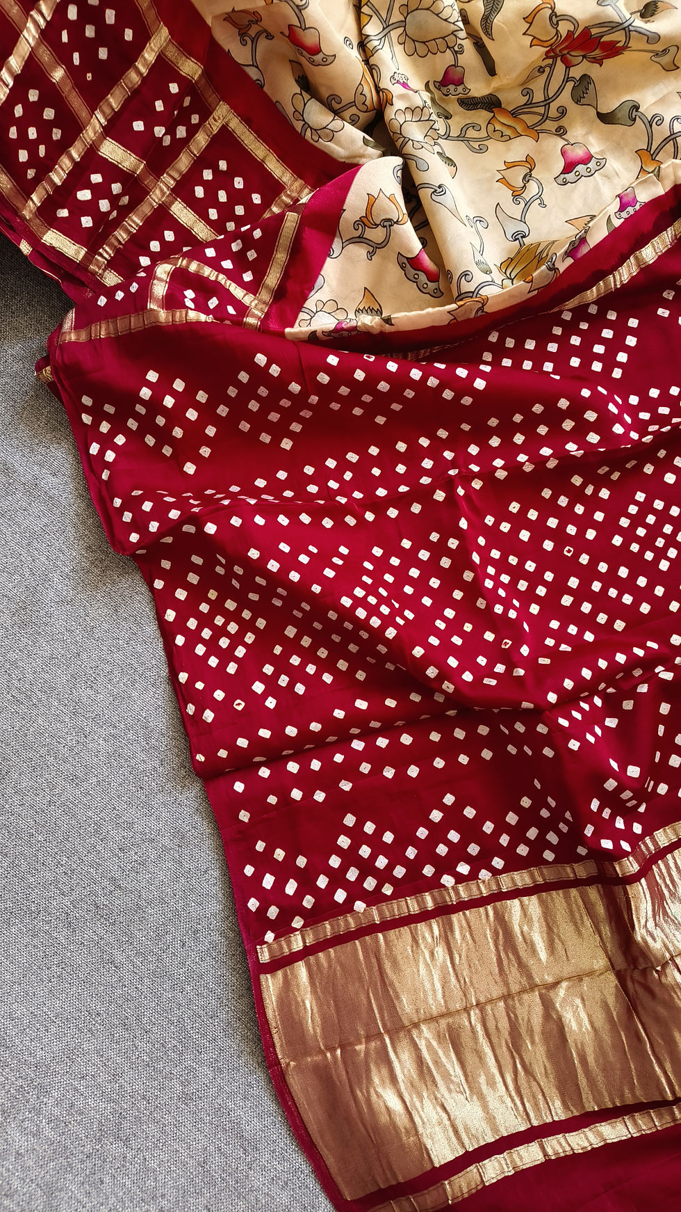 Thumbnail: Handmade Bandhani Modal Silk Gharchola Saree