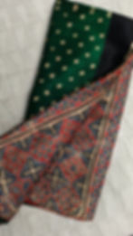 Traditional Ajrakh block print geometric pattern using natural dye