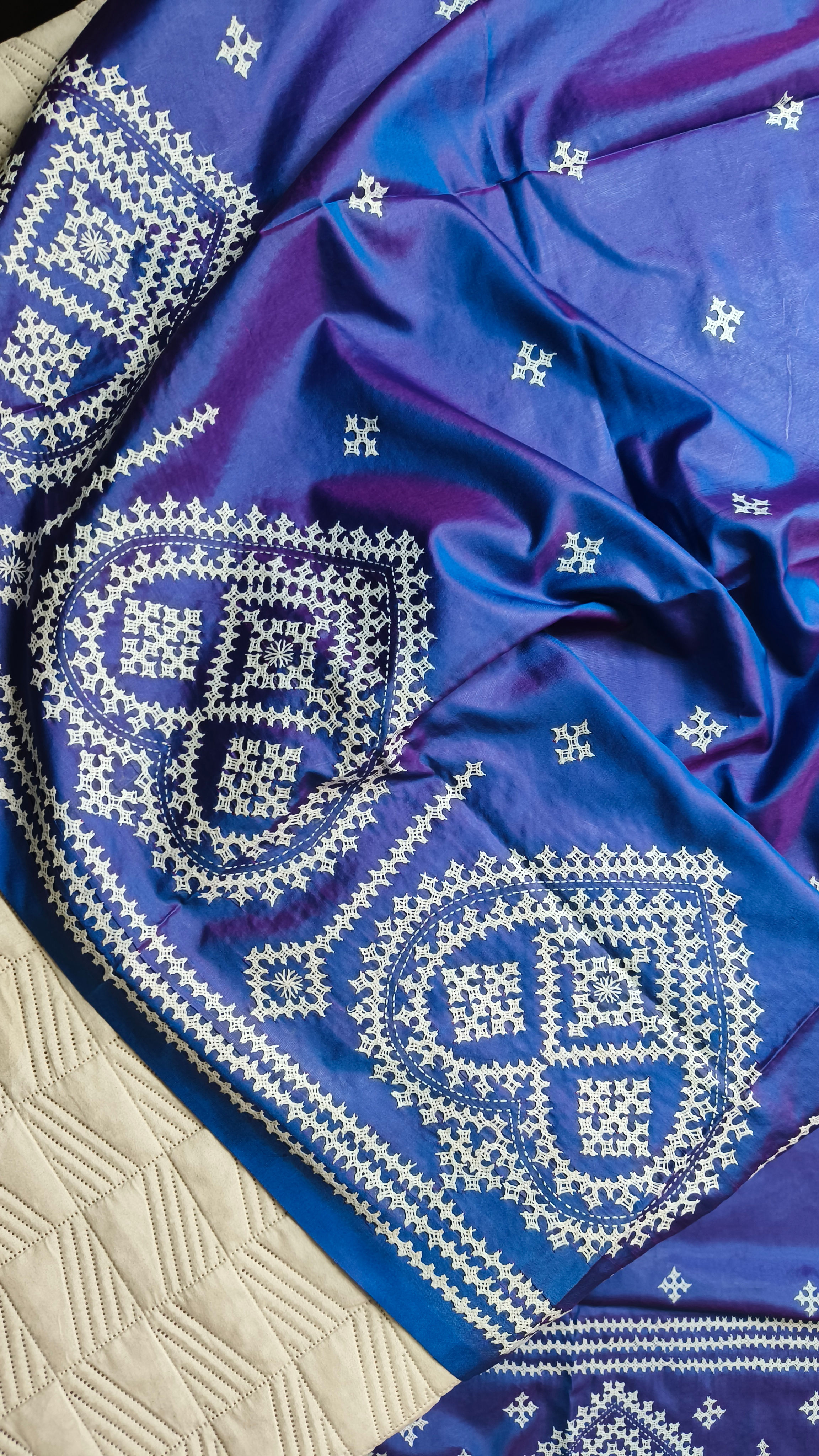 Dhupchaanv kutchi bharat silk saree