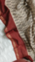 Bagru block print border on lightweight Kota Doria saree