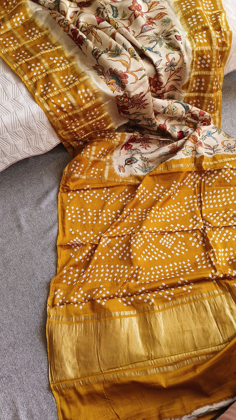 Thumbnail: Premium Modal Silk Saree with Handmade Bandhani Gharchola