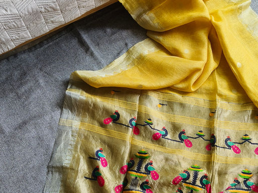 Yellow handcrafted saree ideal for haldi ceremony and daytime wedding rituals