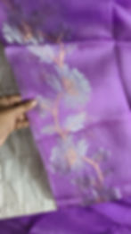 Designer Pure Muslin Silk Jamdani Saree with Handwoven Floral Border- Lavender